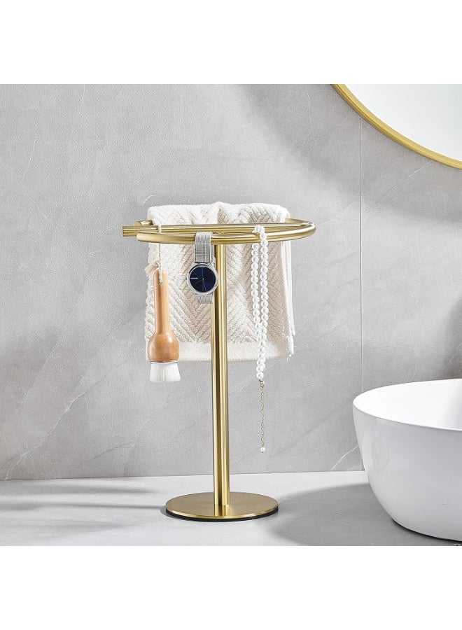 jaexest Hand Towel Holder Stand Free-Standing Towel Rack Brushed Gold Stainless Steel Towel Bar Rack Stand, Tower Bar for Bathroom Kitchen Vanity Countertop - Image 4